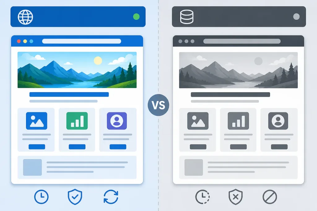 Side-By-Side Of A Live Site Versus An Archived Snapshot With A Date Stamp