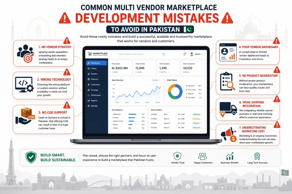 Common Multi Vendor Marketplace Development Mistakes Pakistan - What To Avoid
