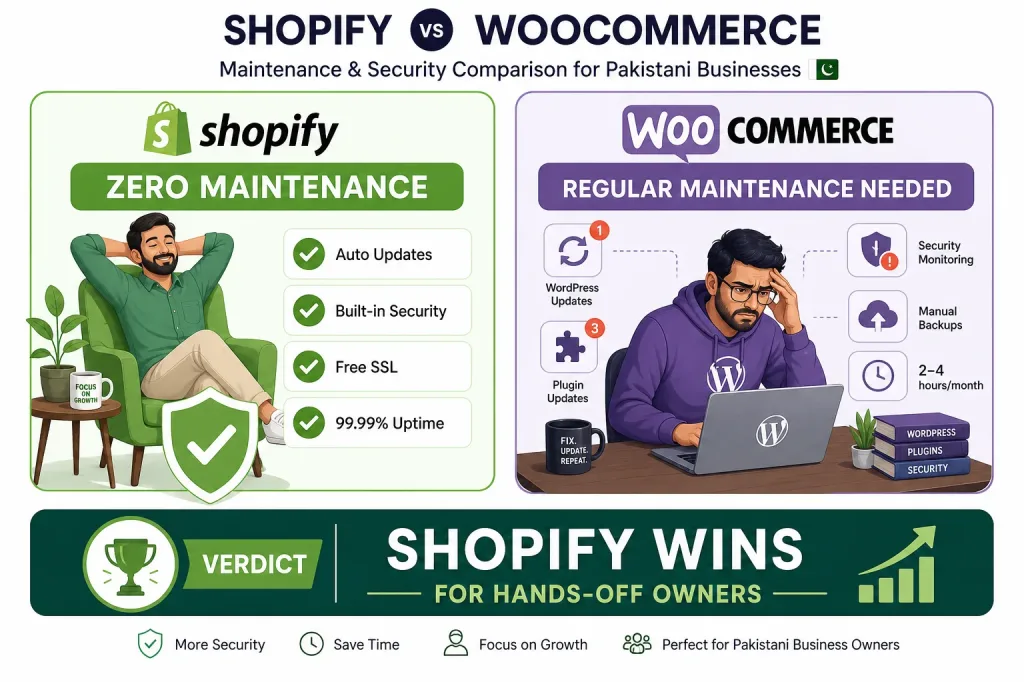 Shopify Vs Woocommerce Pakistan - Maintenance And Security Comparison